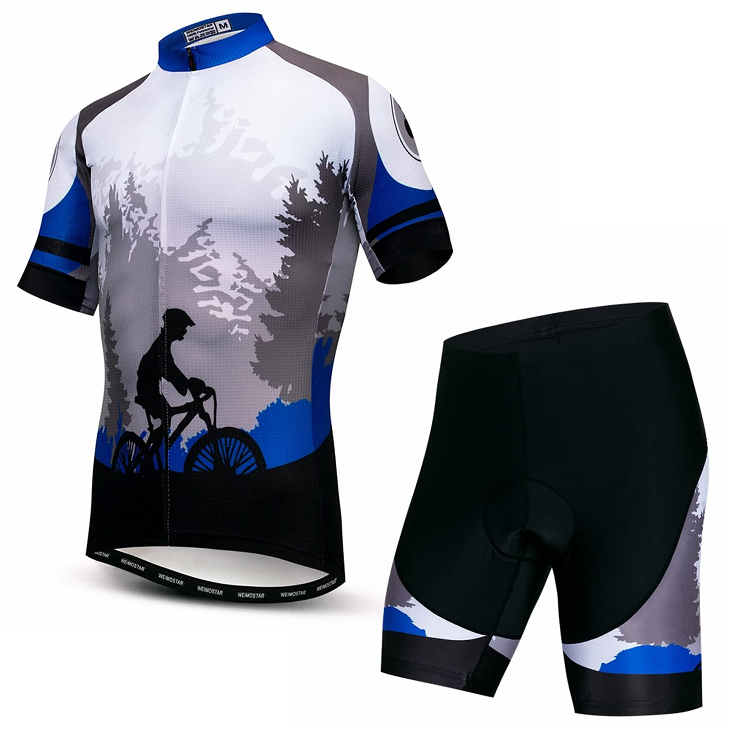 Conjunto de pantalones cortos de jersey de ciclismo Traje superior de bicicleta acolchado para hombres 