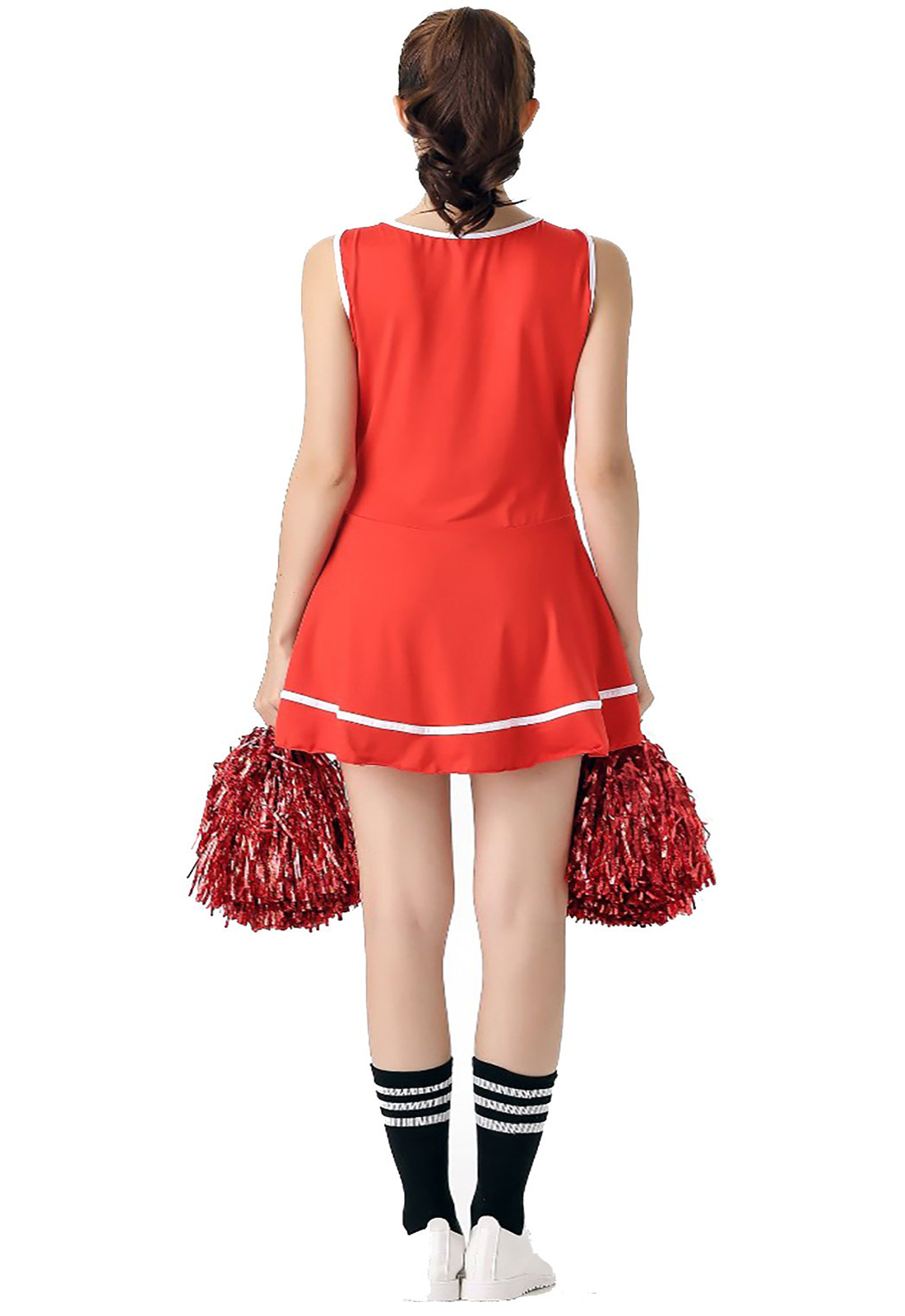 Disfraz de animadora roja Disfraz de animadora musical de escuela secundaria Uniforme sin pompones