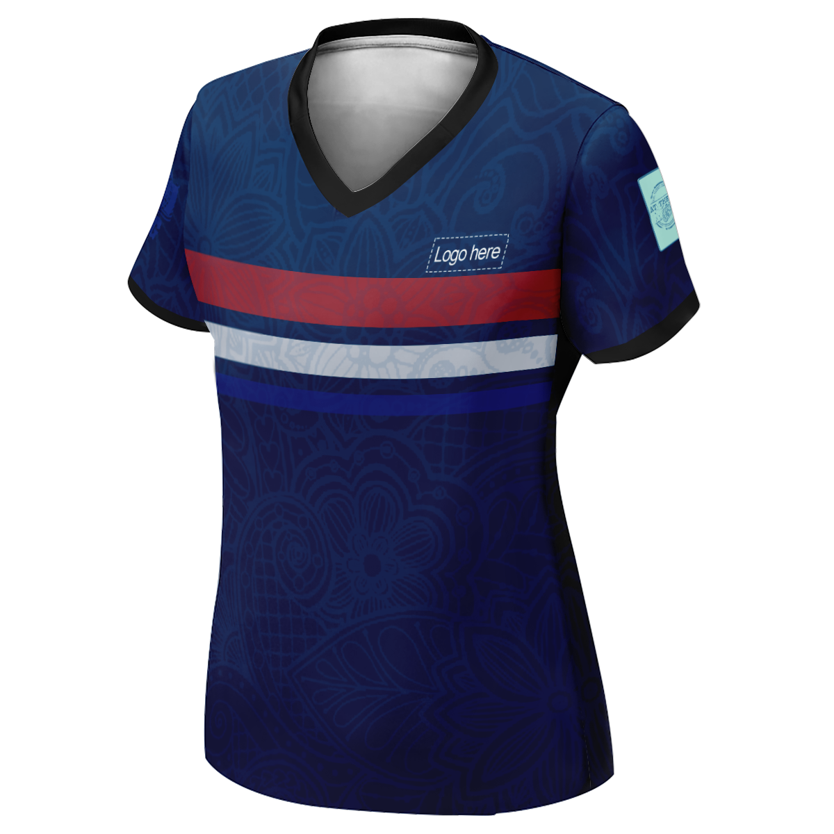 Camiseta de fútbol personalizada con logotipo de la Copa Mundial de Francia para mujer