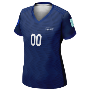 Camiseta de fútbol personalizada con logotipo de la Copa Mundial de Rusia limitada para mujeres
